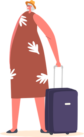 Ältere Touristin mit Koffer  Illustration