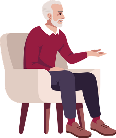 Älterer Mann im Sessel  Illustration