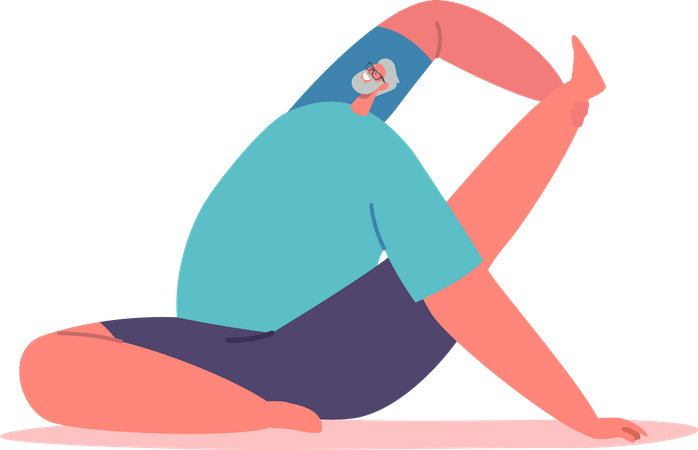 Älterer Mann beim Yoga  Illustration