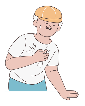 Älterer Mann mit Brustschmerzen  Illustration