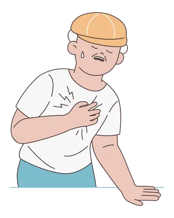 Älterer Mann mit Brustschmerzen  Illustration