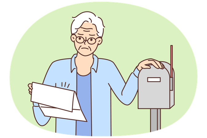 Älterer Mann wirft Brief in Briefkasten  Illustration
