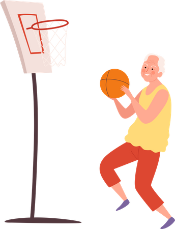 Älterer Mann spielt Basketball  Illustration