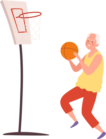 Älterer Mann spielt Basketball  Illustration