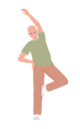 Älterer Mann verbessert Gleichgewicht durch Training  Illustration
