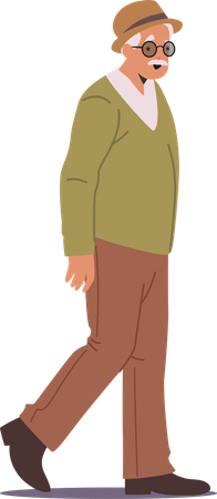Ältere männliche Figur zu Fuß  Illustration