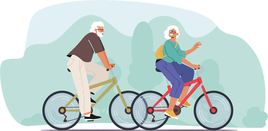 Älteres Ehepaar auf Fahrrad  Illustration