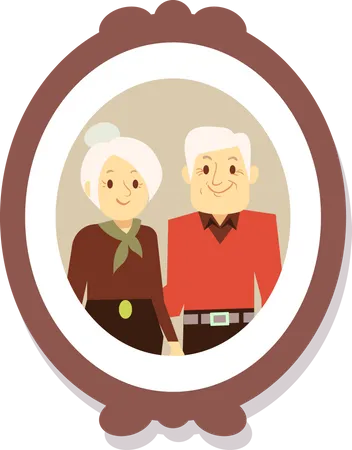 Älteres Paar im Bilderrahmen  Illustration