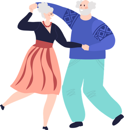 Älteres Paar tanzt Tango  Illustration