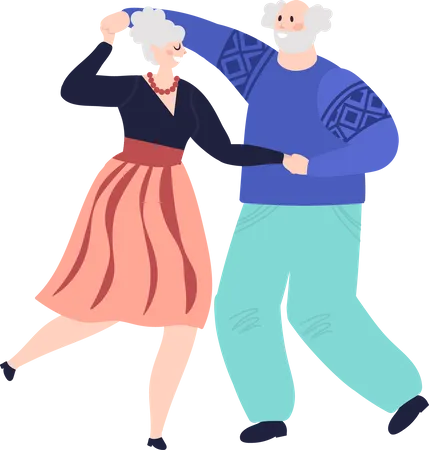 Älteres Paar tanzt Tango  Illustration