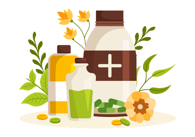 Alternative medicine bottles  Illustration