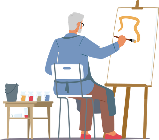 Altes männliches Zeichnen, Gemälde  Illustration