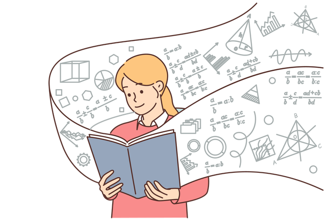 Aluna com livro  Ilustração