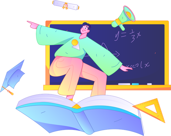 Aluno aprende álgebra matemática  Ilustração