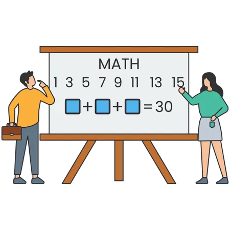 Aluno assistindo aula de matemática  Ilustração