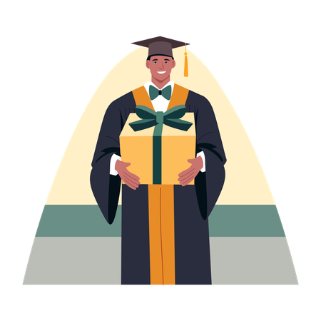 Estudante com presente de formatura  Ilustração