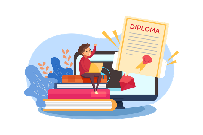 Aluno concluiu seu diploma on-line  Ilustração