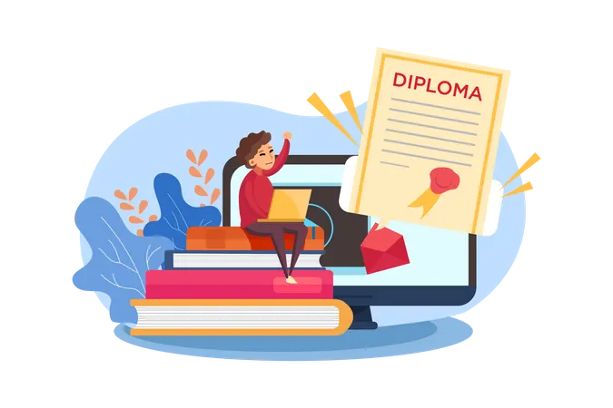 Aluno concluiu seu diploma on-line  Ilustração