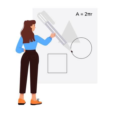 Aluno escrevendo teste de matemática  Ilustração