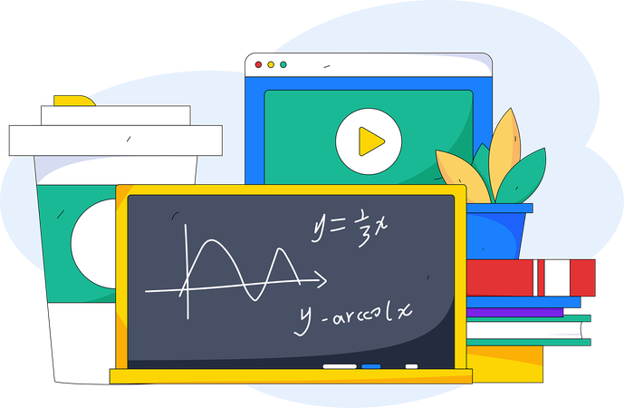 Aluno está participando de aula de matemática  Ilustração