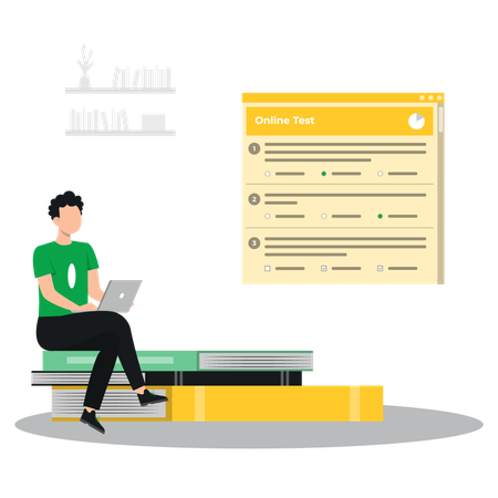 Aluno está dando teste on-line  Ilustração
