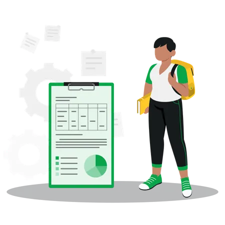 O aluno está resolvendo o trabalho de matemática  Ilustração