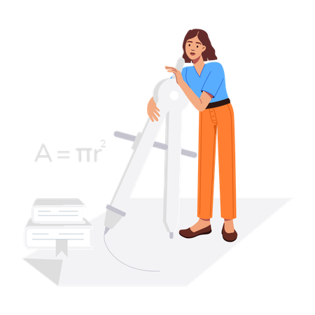 Estudante fazendo estudo de matemática  Ilustração