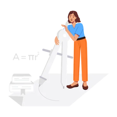 Estudante fazendo estudo de matemática  Ilustração