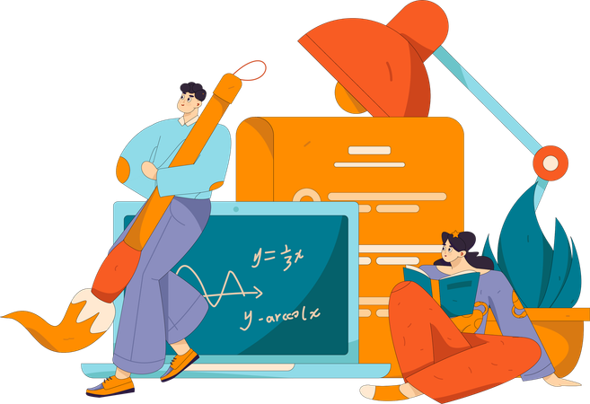 Aluno participando de aula de matemática  Ilustração
