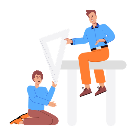 Alunos de matemática estudando juntos  Ilustração