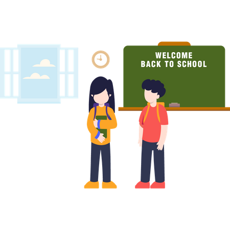 Alunos em sala de aula  Ilustração