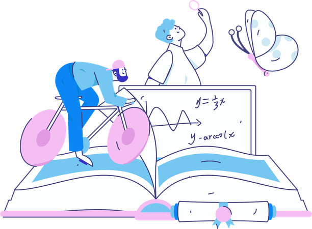 Alunos se preparando para o teste de matemática  Ilustração