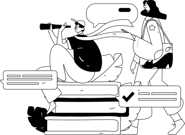 Alunos se preparando para o teste de matemática  Ilustração