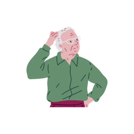 Alzheimer illness disease old male patient  Illustration