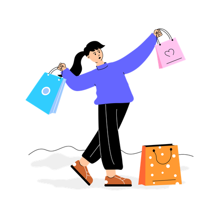 Amante de compras fazendo compras  Illustration