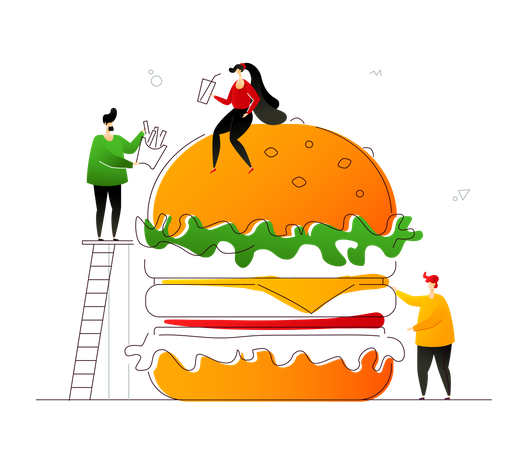 Amante de fast-food  Ilustração