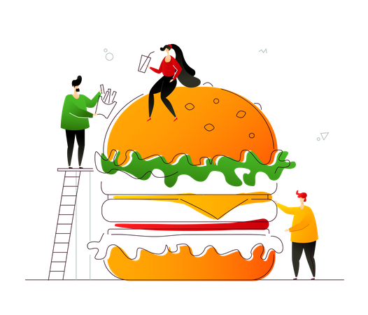 Amante de la comida rápida  Ilustración