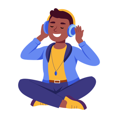 Amante da música ouvindo música  Ilustração
