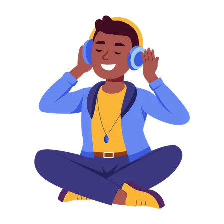 Amante da música ouvindo música  Ilustração