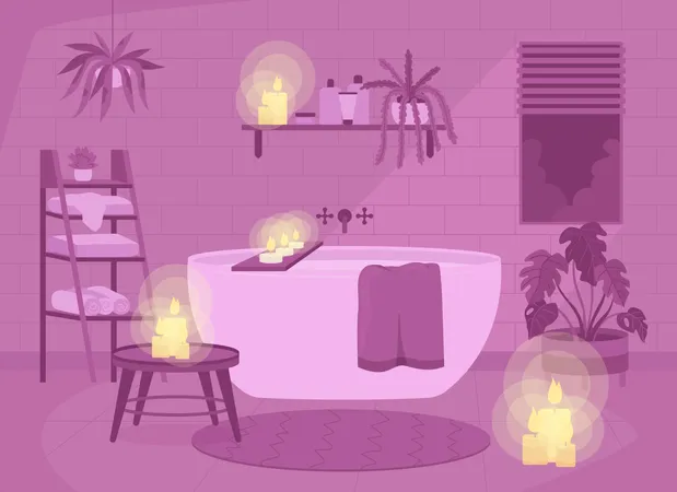 Ambiance romantique dans la salle de bain  Illustration