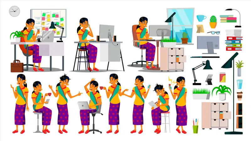 Vector De Caracteres De Mujer De Negocios Trabajador Hindu Hombre Sala De Equipo Lluvia De Ideas Proceso Ambiental En La Oficina De Puesta En Marcha Programador Disenador Codigo Java Script Ilustracion De Personaje De Negocios De Dibujos Animados Ilustración