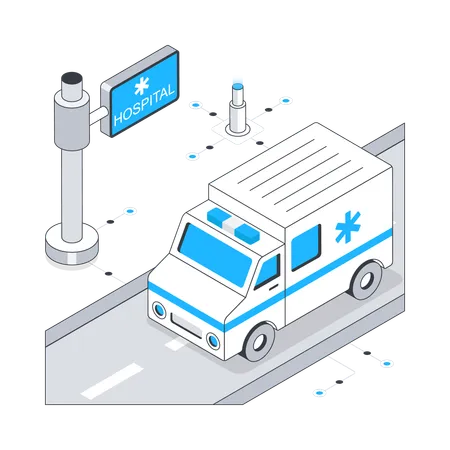 Ambulance à l'hôpital  Illustration