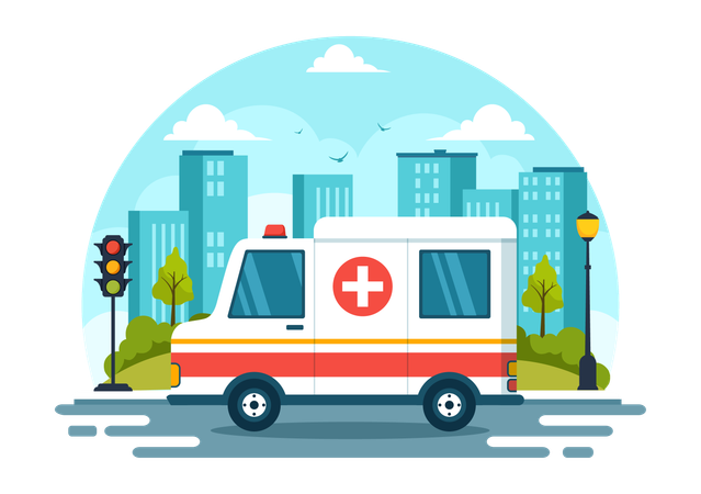 Ambulance Car on road  Illustration
