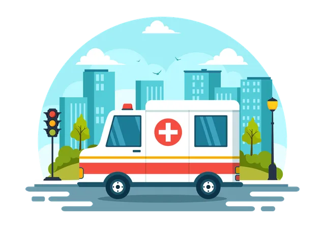 Ambulance Car on road  Illustration