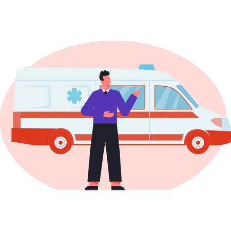 Ambulance doctor with consignment  Illustration