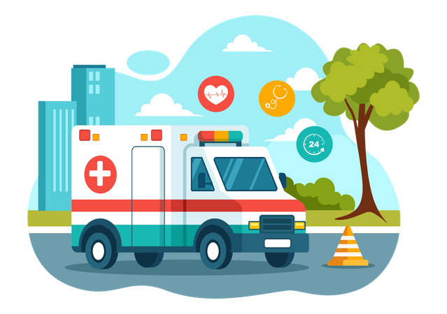 Ambulance pour urgence médicale  Illustration