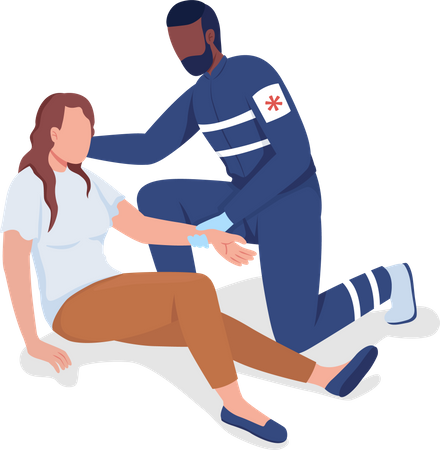 Ambulance professional providing treatment Illustration