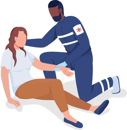 Ambulance professional providing treatment Illustration