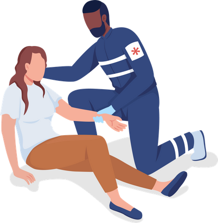 Ambulance professional providing treatment  Illustration