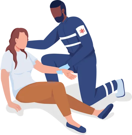 Ambulance professional providing treatment  Illustration